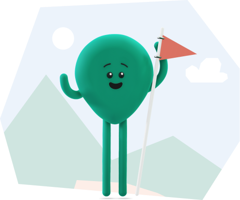 Mascote BUPi com bandeira